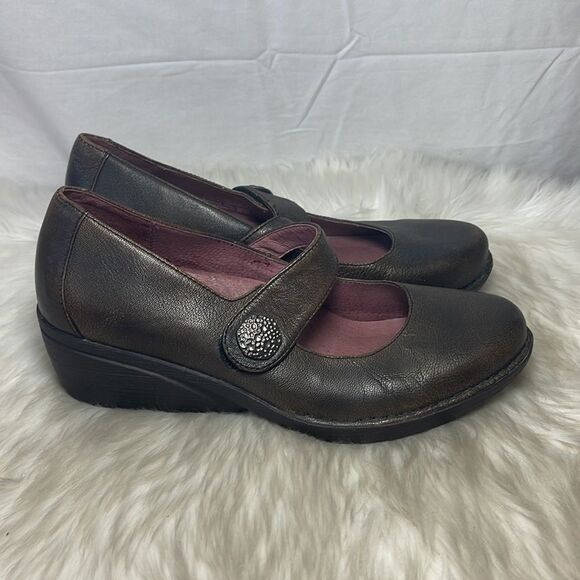 Dansko Adele Brown Leather Mary Jane Wedge Heels Sz 41/10.5-11 - Picture 4 of 8